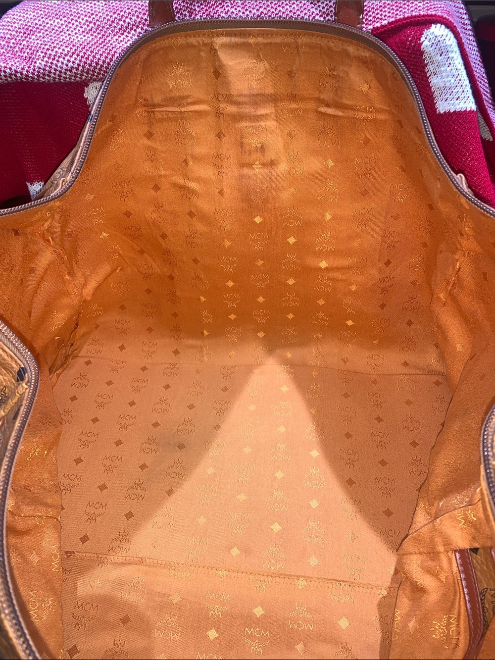 Bundle MCM Cognac Visetos Logo Duffel with Leather Trim With Free MCM Tote Made - Picture 12 of 16